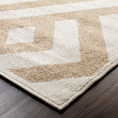 Superior Indoor Area Rug, Jute Backing, Modern Plush Rugs for Entryway, Living Room, Kitchen Floors, Bedroom, Hallway, Office Floor Cover, Diamond Lattice Rugs, Saxton Collection, 5' x 8', Ivory