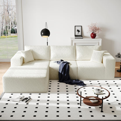108" Cloud Modular Sectional Couch with L-Shape Chaise, Modern Sectional Sofa with Deep Seat Couch, Ultra Soft Knit Fabric Couches for Living Room, No Assembly Required, Left Facing Chaise (Beige)