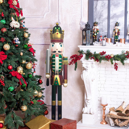 KI Store 4ft Christmas Nutcracker Wooden King Soldier Nutcracker Figurine for Front Door, Porch, Christmas Tree, Mantel, Fireplace