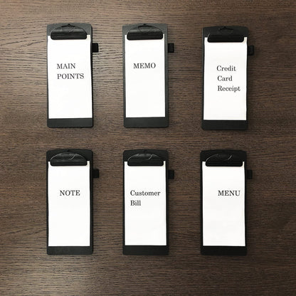 Vinseen Plastic Clipboard and Pen Loop Set, for Memo, Menu, Credit Card Receipt, Black, 4x9in, 6-Pack