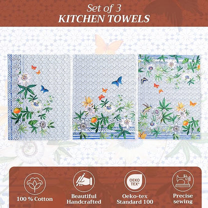 Maison d' Hermine Kitchen Towels Set of 3 100% Cotton 27.50" x 20" Reusable