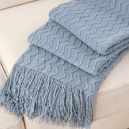 BATTILO HOME Throw Blanket for Couch, Textured Knit Throw, Bluish Grey Throws for Home Decor, Soft Blanket Throw for Bedroom Decor Housewarming Gifts, 50"x60"