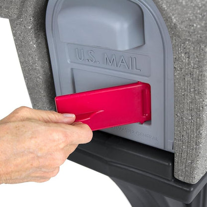 Simplay3 Classic Home Plastic Residential Mailbox & Post Mount Combo Kit with 2 Access Doors - Stone Gray/Black, Made in USA