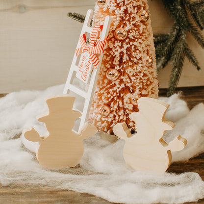 Chunky Snowman Shelf Sitter 4-inch, Pack of 5 Blank Wooden Snowman Decor, Christmas Tiered Tray Decor for Winter Crafts, by Woodpeckers