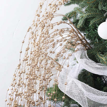 HRONG 24 PCS 39.37in Red Artificial Glitter Berry Stem Ornaments - Glittery Twigs，Branches for Christmas Tree Decorations, Holiday Wreaths, Wedding, DIY & Home Party Decor (Champagne)