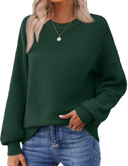 Zeagoo Women's 2025 Fall Chunky Knit Sweater Oversized Crewneck Long Sleeve Winter Cotton Pullover Sweaters Jumper Tops