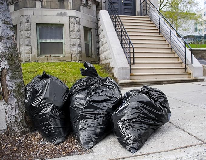 Tasker 44-45 Gallon Trash Bags Heavy Duty, Extra Large Black Trash Bags