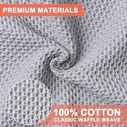BOOMIBOO 4-Pack Dish Towels, 100% Cotton Waffle Weave, Ultra Soft Absorbent