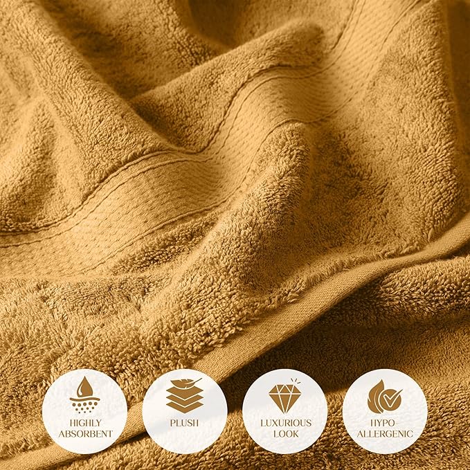 Superior Egyptian Cotton Pile 6-Piece Towel Set, Includes 2 Bath, 2 Hand