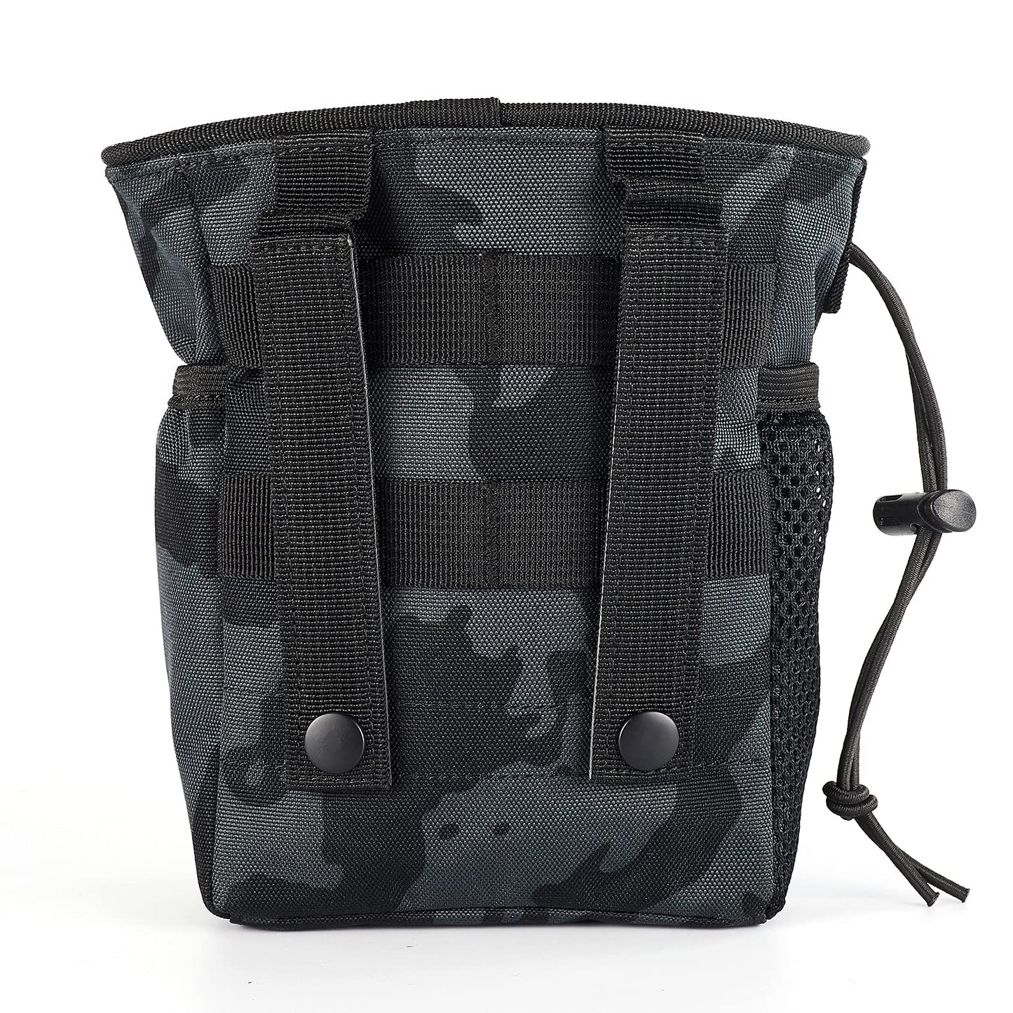 WOLF TACTICAL Drawstring MOLLE Dump Pouch - EDC Drop Bag for Ammo, Magazines, Range Shooting, Hunting, Outdoor Sports (Black Camo)