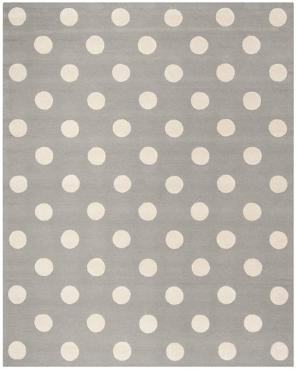 SAFAVIEH Area Rug 8x10 - Kids Collection - Large - Grey & Ivory, Handmade Wool, Polka Dot Pattern, Ideal for Bedroom, Playroom, Nursery, Boys & Girls Room (SFK904C)