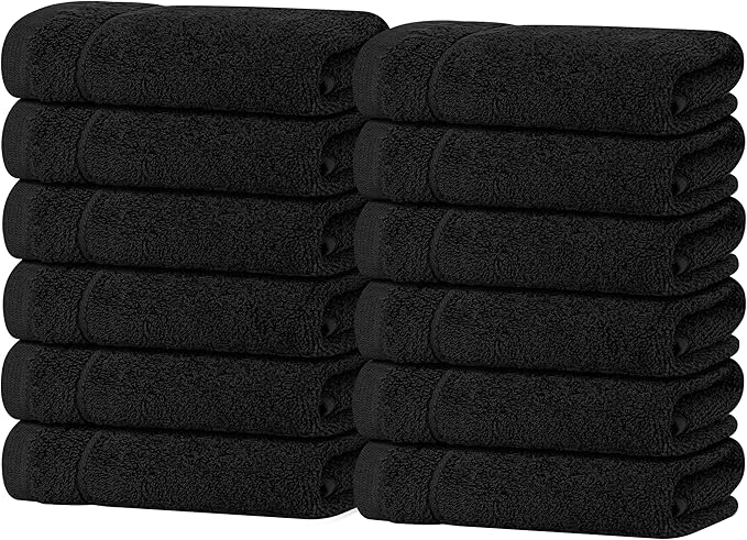 Tens Towels Pack of 12 Washcloths, 12 x 12 Inches, Lighter Weight, Quick to Dry