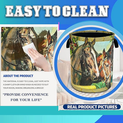 Horse Laundry Basket Riding Animal Oxford Cloth Laundry Hamper Funny