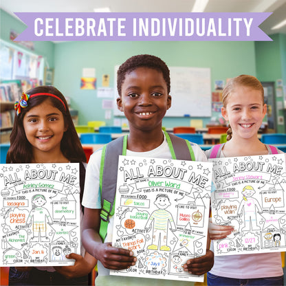 Hadley Designs All About Me Posters for Classroom Must Haves - 20 Star Student Poster, 100 Days of School Items, Star of The Week Poster Elementary Classroom Decor, End of School Year Teacher Supplies