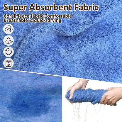 Soft Dog Bathrobe Fast Drying Dog Coat, Super Absorbent Dog Towels for After Bath, Microfiber Pet Robe Adjustable Collar & Belly Warm Keeping Dogs Coat for Pet Dogs & Cats (Blue, Small)