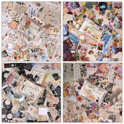 Draupnir 800pcs Vintage Junk Journal Supplies,Scrapbook Supplies Scrapbooking Paper and Stickers Ephemera for Art Aesthetic Journaling Kit Collage