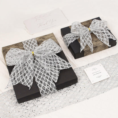VATIN 2-1/2" Silver Christmas Ribbon, Silver Glitter Mesh Diamond Web Sequin Dots Wired Christmas Ribbon for Gift Wrapping Bow Making Wreath Supply-10 Yards