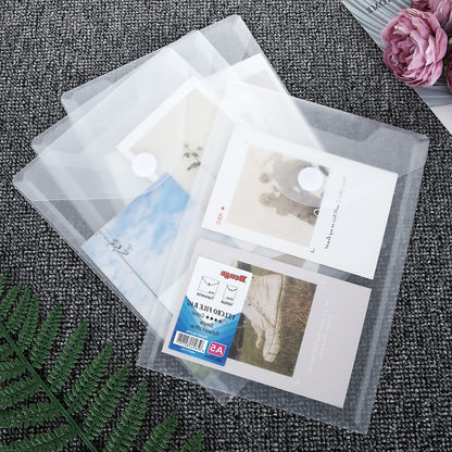 CYEAH 48 Pack Plastic Envelopes, 7 X 10" Clear Reusable Waterproof File Folder with Snap Button, A5 Clear Envelopes for School and Office Supplies