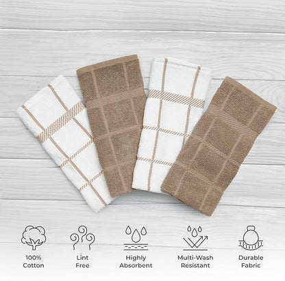 100% Cotton Terry Dish Towels, 4 pack16 x26 Inches, Super Soft and Absorbent