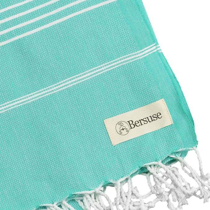 Bersuse Towels Anatolia XL Beach Blanket Throw Blanket Turkish Towel 100% Cotton Extra-Large Quick-Dry Lightweight Premium Peshtemal Towel - 61x82 Inches, Mint Green (Set of 6)
