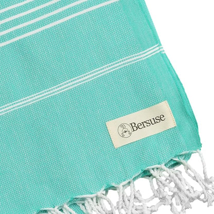 Bersuse Towels Anatolia XL Beach Blanket Throw Blanket Turkish Towel 100% Cotton Extra-Large Quick-Dry Lightweight Premium Peshtemal Towel - 61x82 Inches, Mint Green