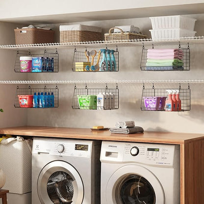 3-Pack Hanging Laundry Room Organizaton：Foldable Laundry Basket Wire Basket