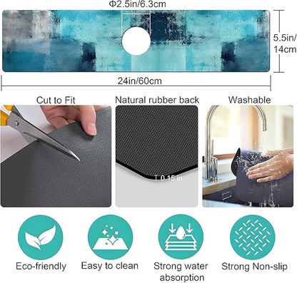 Kitchen Sink Splash Guard Faucet Mat Super Absorbent Fast Drying Mat Sink