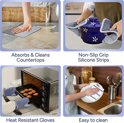 Casa Platino Mini Oven Mitts Set, 8-Piece – 500°F Heat Resistant Silicone Oven