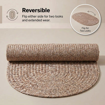 Super Area Rugs Rustic Farmhouse Living Indoor/Outdoor Reversible Braided Rug - Made in USA - Brown Mix 2' X 3' Oval