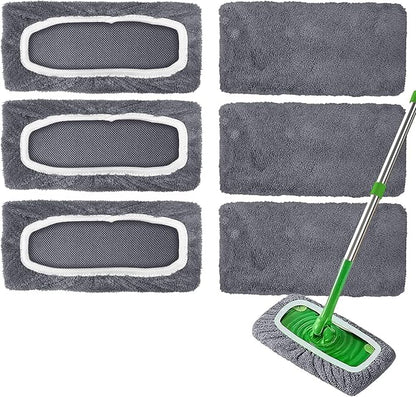 6 Pack Reusable Microfiber Mop Pads Compatible