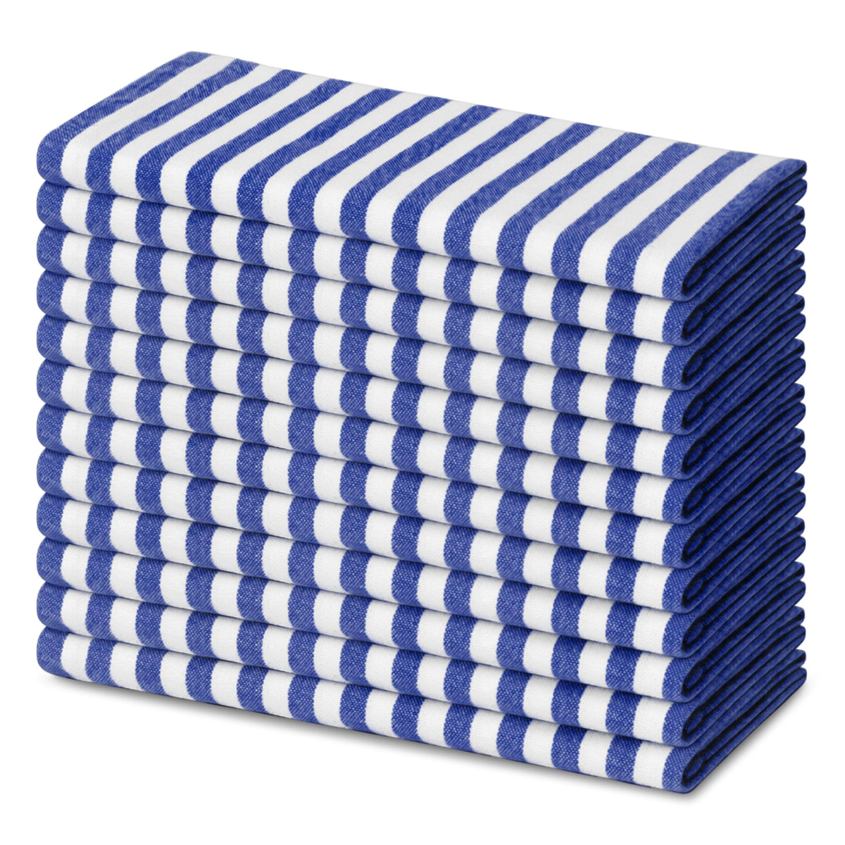 Blue Needles Set of 12 Striped Cloth Napkins 100% Cotton Dinner Table Napkins 18x18 inches, Soft, Reusable, Absorbent & Washable, Ideal for Spring Summer Easter Events & Everyday Use - Blue and White