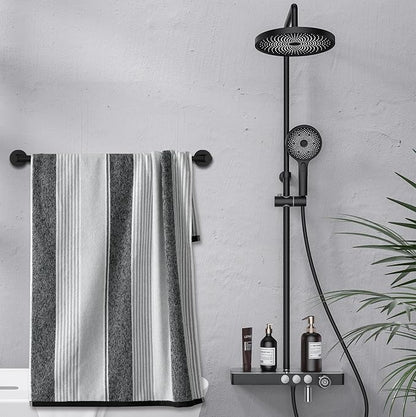 Honmein Towel Bar - Adjustable 304 Stainless Steel Towel Holder for Bathroom (11.8inch-22.6inch) Sturdy and Rustproof Wall Mounted Towel Rack for Bathroom Accessories, Black…
