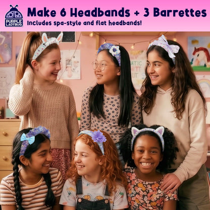 PURPLE LADYBUG Yarn Headbands for Girls - Great 5 Year Old Girl Gifts, Fun 7 Year Old Girl Birthday Gifts Idea, Girls Hair Accessories, Arts and Crafts for Kids Ages 6-8, Make Your Own Kids Headbands