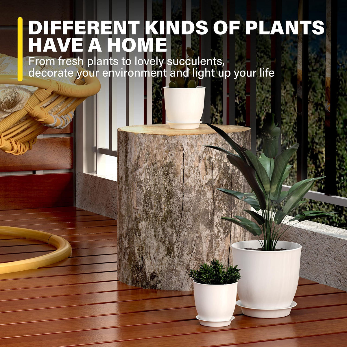 iPower Plant Pots with Drainage-7.1/6.3/5.5/5/4.5 Inches Home Decor Flower Pots for Indoor Planter, Plastic Planters, Cactus, Succulents, Herbs and Flower Pot, White, 5 Count (Pack of 1)