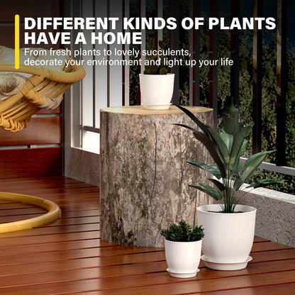 iPower Plant Pots with Drainage-7.1/6.3/5.5/5/4.5 Inches Home Decor Flower Pots for Indoor Planter, Plastic Planters, Cactus, Succulents, Herbs and Flower Pot, White, 5 Count (Pack of 1)