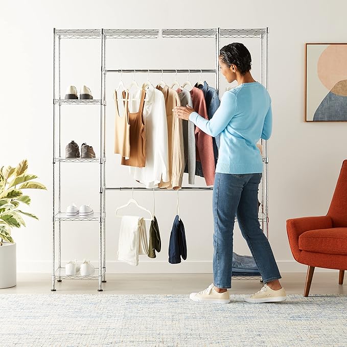 Amazon Basics Expandable Adjustable Metal Closet Organizer
