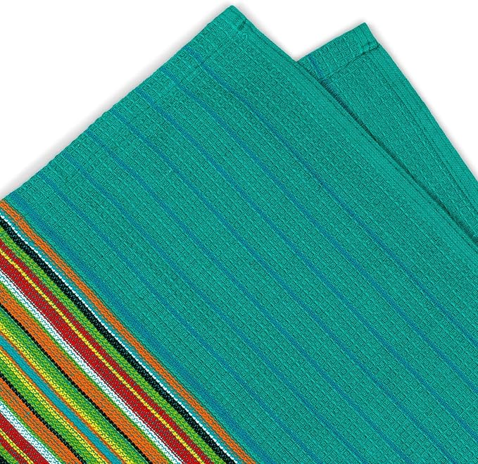 Simpli-Magic 79335 Kitchen Dish Towels, 16x27 Inches, Salsa Stripe, 8 Pack
