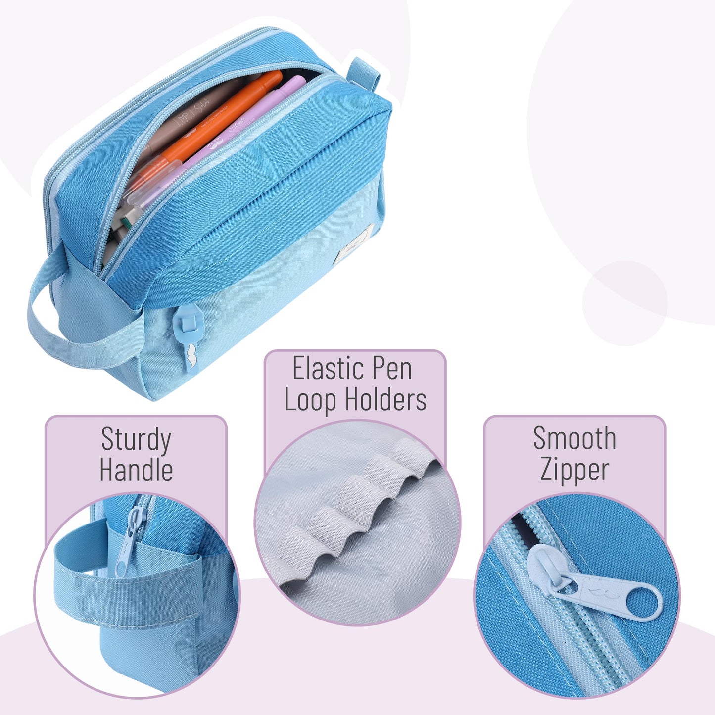 Mr. Pen Large Capacity Pencil Bag, Blue Pencil Pouch, School & College Pencil Case
