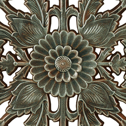 Madison Park Carved Wood Wall Art 2 Piece, Floral Wooden Carving Wall Decor, Blue Wall Art Living Room Bedroom, Copper Embellished Boho, Ready to Hang, 15.75"W x 31.5"L, Patina Blue