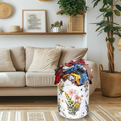 Hawaii Flowers Laundry Basket Foldable Oxford Cloth Colorful Floral Laundry