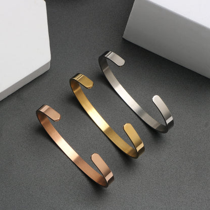 JoycuFF Blank Cuff Bracelet Stainless Steel Jewelry Minimalist Simple Open Bangle Silver