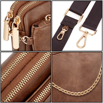 UTO Small Crossbody Bags for Women 3 in 1 Trendy Belt Purse Fashion Designer Mini Cute Sling Fanny Chest Pack