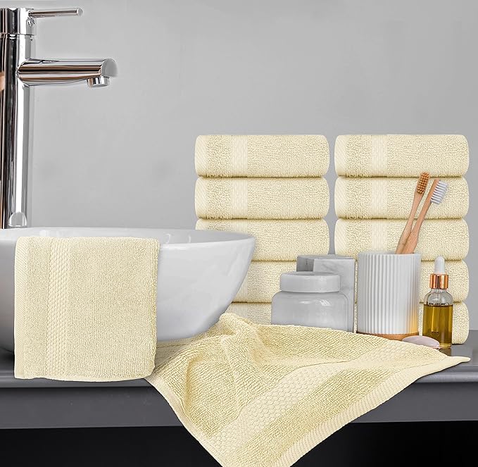 White Classic Luxury Cotton Washcloths 13x13 Inch
