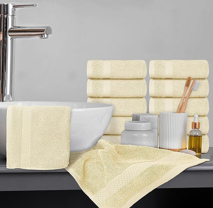 White Classic Luxury Cotton Washcloths 13x13 Inch