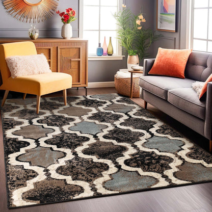 Superior Modern Indoor Area Rug, Non Slip Rug, 4'x6', A Chocolate