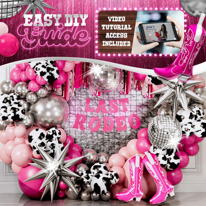 ALL-IN-1 Cowgirl Balloon Arch Kit with BONUS Boot Balloons for Cowgirl Party Decorations - Cow Girl Balloons Garland for Disco Cow Girl Birthday Party Decorations & Last Rodeo Bachelorette Decoration