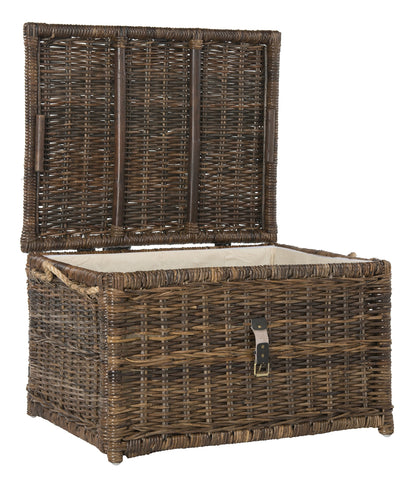 happimess HPM9001B Caden 30" Wicker Storage Trunk, Collapsible for flat storage, Rattan-Sarang Buaya, Coastal for Office, Dorm Room-LivingRoom, Bedroom, Dining Room, Brown