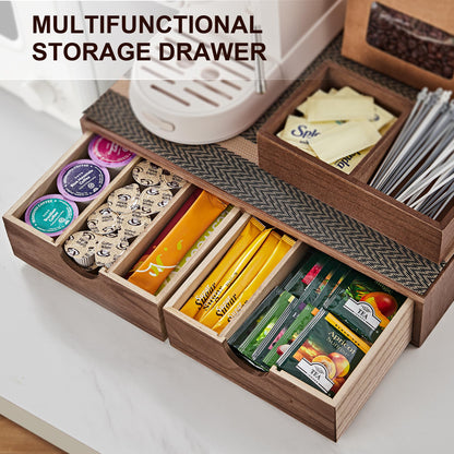 SMARTAKE Wooden K Cup Organizer Coffee Pod Storage Box, Coffee Pod Tea Organizer and Storage, K Pod Drawer Coffee Maker Stand, Kcup Holder for Countertop Kitchen Office Coffee Bar, 30 Pod Capacity