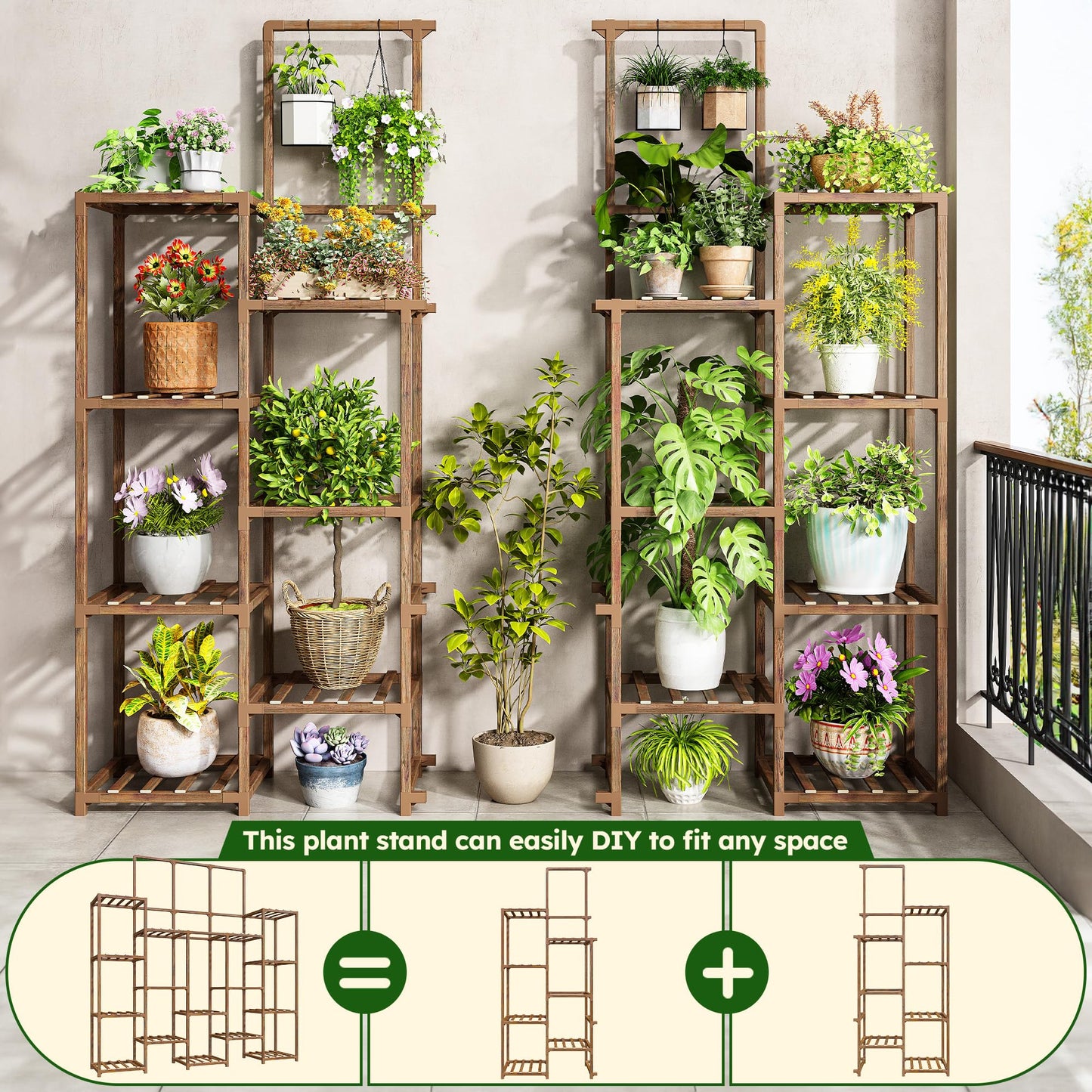 EnHomee Tall Plant Stand, 63''H Large Plant Stand for Multiple Plants Pot, Indoor Plants Shelves for Living Room, Patio, Balcony, Yard, Garden