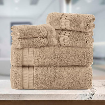 Elegant Comfort Luxury 6-Piece Towel Set, Premium Soft 100% Turkish Cotton
